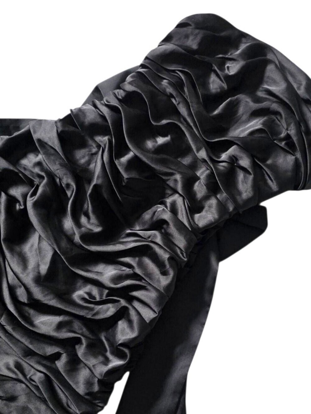 Aqua black strapless ruched minidress with bow